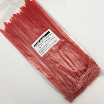 100ks Červená Farba Nylon PA66 Self-Locking zväzkovače Požiarna klasifikácia 94V-2 Anti-korózne Kyseliny Izolácie Silné Vytrvalosť Vrúbľovanie