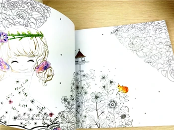 100Pages Krásne dievča \Farbivá Kniha Tajomstvo Záhrady Farebnosť Kniha Pre Zmiernenie Stresu Zabiť Čas Graffiti Maľba Kresba Knihy