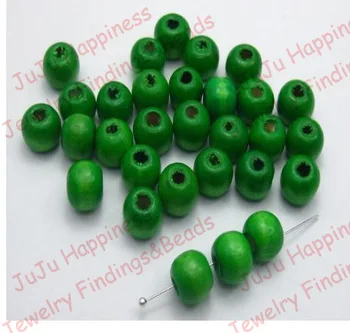 100pieces/veľa Módnych Zmiešané 6-16 MM Veľkosť DIY Veľký Otvor Zelené Okrúhle Drevené Korálky nb105