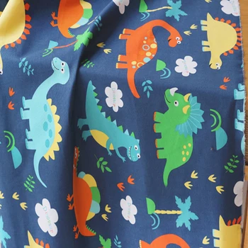 100x160cm Roztomilý Šťastný Jurský Dinosaur World & Yellow Leaf Bavlnená Tkanina DIY šitie Deti Handričkou posteľná bielizeň Quiliting Domácej Strane