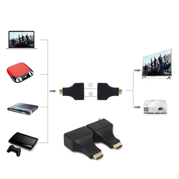 1080p 3D HDMI Cez RJ45 Adaptér tým, CAT5e CAT-6 UTP Ethernet LAN Balun Extender Opakovač pre 1.4 HDMI 30 M Kábel