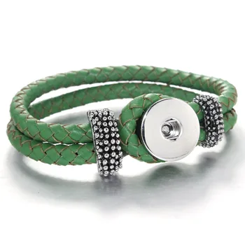 10Colors Originálny kožený náramok &bangles snap šperky pre ženy muži 20 cm české láska pulseras B189 (fit 18 mm snap)