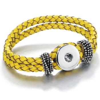 10Colors Originálny kožený náramok &bangles snap šperky pre ženy muži 20 cm české láska pulseras B189 (fit 18 mm snap)