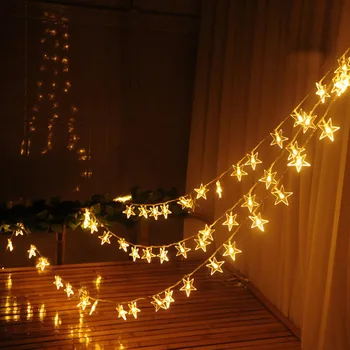 10m 50 Hviezd 50m LED Reťazec Dovolenku Svetlá Nový Rok Garland LED Vianočné Osvetlenie Vonkajšie Pre Domáce STRANU VÍLA SVADOBNÉ Dekorácie