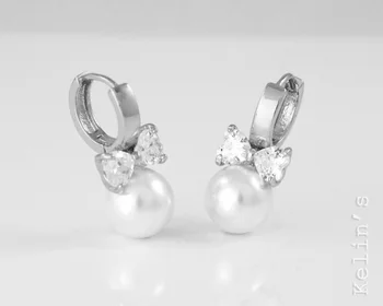 10Pairs Srdci Crystal Pearl Náušnice Zlaté Stud Náušnice Pre Ženy Pendientes Perlas Aretes Parels Brinco Perly Earings Šperky