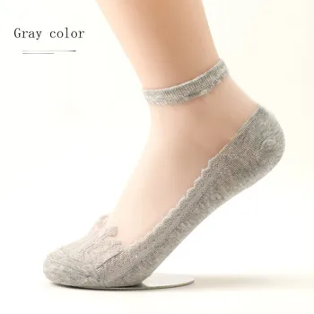 10Paris Kawaii Transparentnej Čipky Ponožky Crystal Hodváb Emboridery Uši Pšenice Sexy Letné Čierne Loď Ponožka Vysoko Kvalitné Ženy Ponožky