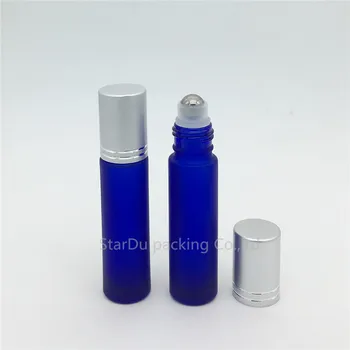 10pcs 10 ml modrý matný prejdite na essential oil,parfum fľašu 10cc modrá mliečna rollon fľaše, malý sklenený valec kontajner