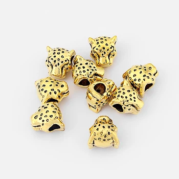 10Pcs 2 Farba Zlatá/Strieborná Zliatiny leopard Hlavu Zvierat dištančné korálky diy šperky zistenia Otvor Veľkosti 4.5 mm