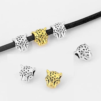 10Pcs 2 Farba Zlatá/Strieborná Zliatiny leopard Hlavu Zvierat dištančné korálky diy šperky zistenia Otvor Veľkosti 4.5 mm