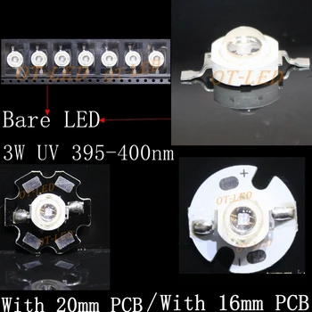 10pcs 3W High Power LED UV Svetlo Čip dióda 395nm 400 nm Fialová Ultra Violet pre Nechty, Vlasy Mene Identifikácia
