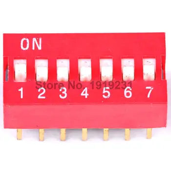 10PCS 7 Bitov Dial Prepnite Prepínač Digitálny Prepínač 2.54 MM DIP Červená Modul Spínača