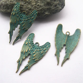 10Pcs Antické Bronzové Verdigris Patinou Anjel Krídla Zliatiny Charms Prívesky, Šperky Zistenia 40*24mm