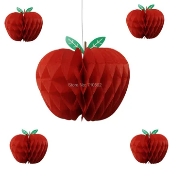 10pcs Apple Tvar Voštiny Dekorácie Apple Garland Honeycomb Tissue Papiera Ovocie Visí Apple Party Späť do Školy