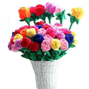 10pcs cartoon ruže kvet plnené mäkké plyšové hračky tvorivé Opony pracky domáce dekorácie Vianoce, Valentína darček pre dievča
