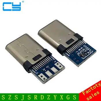 10pcs DIY OTG USB-3.1 Zváranie Male jack Konektor USB 3.1 Typu C Konektor s PCB Dosky Zástrčky Údaje Line Terminály pre Android
