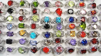 10Pcs Hot Predaj Strieborné Pozlátené Drahokamu Cubic Zirconia Prstene Pre Ženy Módne Šperky Veľkoobchod Boky Veľa LB111