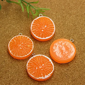 10pcs Kawaii Falošné Orange Plátok Kúzlo Živice Miniatúrne Potravín Umenie Flatback DIY Plavidlá decroation,27mm