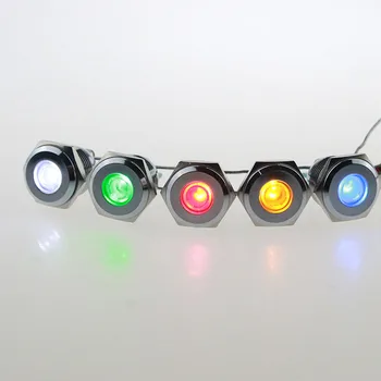 10PCS LED kovové lampa 16 mm kovové svetlo výstražné auto svetlo 24v nepremokavé Červená zelená žltá modrá a biela