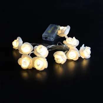 10pcs LEDs1.6M Batérie Prevádzkované LED ruže kvet Svetlá Reťazec pre Dovolenku Svadobné Party Dekorácie