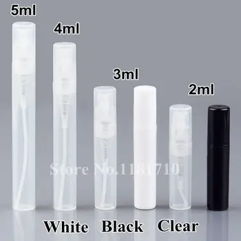 10pcs/Pack 2ml 3ml-4 ml 5ml Malé Plastové Spreji White/Black/Clear Hmly Postrekovač Podpora Skúšobných Parfum Rozprašovač