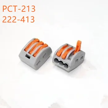 10pcs PCT-213 PCT213 222-413 Univerzálny Kompaktný Wire Zapojenie Konektora 3 pin Vodič Svorkovnica S Páky AWG 28-12