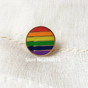10pcs Rainbow Roztomilý Jedinečný Klopě Pin Farebné Kruhové Kovové Plavidlá Vlastný Odznak Pevného Smalt Gay Pride LES Lesbické Kolíky a Brošňa