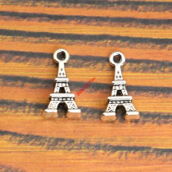 10pcs Starožitné Strieborné Pozlátené Eiffelova Veža Kúzlo Prívesok fit Náramok, Náhrdelník Šperky DIY, Takže Príslušenstvo 16x8mm