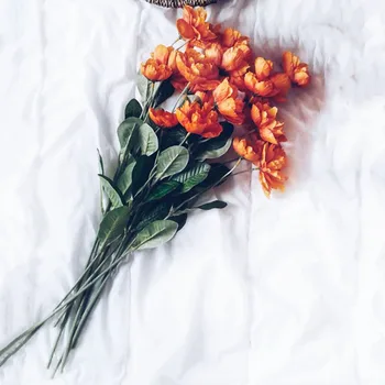 10pcs Umelé Maku kvet Hodvábnej tkaniny Kytice Garland Vlasy Domov Svadobné Dekorácie, Darčekové Oranžová Tmavo červená