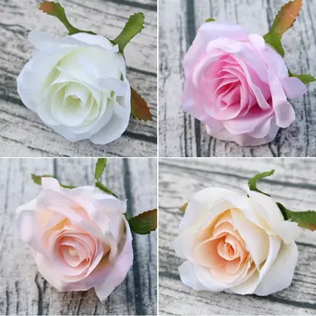 10Pcs Umelý kvet 9 cm Rose hlavy strany steny výzdoba svadby Arch DIY dekorácie Dodáva hodvábny rose scrapbooking Plavidlá veniec