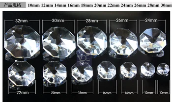 10pcs/veľa 18 mm krištáľové sklo octagon korálky 2 otvory pre svadobné pramene & luster perličiek časti