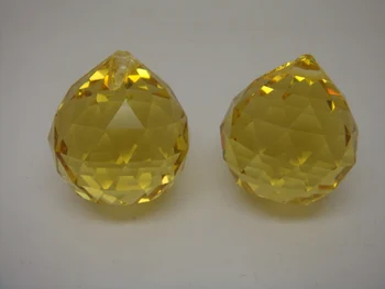 10pcs/veľa 20mm Yellow Crystal Visiace Tvárou Gule Crystal Prívesky Pre Lustre Hot Predaj Krásne suncatcher visí kvapky