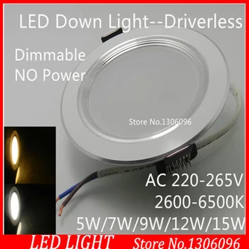 10pcs/veľa bieleho plášťa 5W/7W/9W/12W/15W Driverless COB LED Stropné svietidlo studená Biela/Teplá Biela stmievateľné LED Dole Svetlo