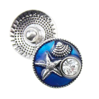 10Pcs/veľa DIY 18 mm Hviezdice Modul Tlačidiel Vymeniteľné Príslušenstvo Šperky Duté Box Blue Drahokamu Snap Šperky Pre Náramok