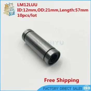 10pcs/veľa Doprava Zadarmo LM12LUU 12mm dlhý typ lineárne guľkové ložisko 12mmx21mmx57mm pre 12 mm hriadeľ cnc časť