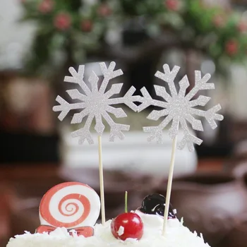 10pcs/veľa Nových Ručné Tortu snehové Vločky Cupcake Mulčovače Happy Birthday Cake Strana navrhne Vianoce, Narodeniny, Party Dekorácie