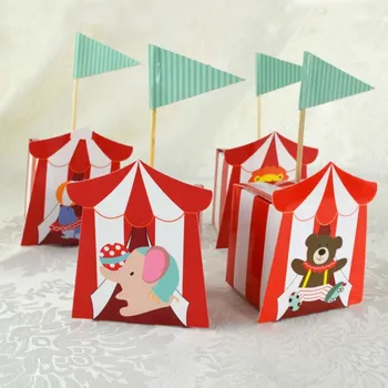 10pcs/veľa Roztomilý Cirkus Téma Strana navrhne Cartoon Candy Box Deti Narodeninovej Party Dekorácie, Detské Sprcha Dodávky Candy Darčekovej krabičke