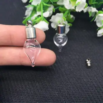 10pcs/veľa SKRUTKOVACÍM uzáverom trhať kvapka vody 30.6*12.2 mm názov na ryžu umenie sklenenej fľaštičke prívesok sklenené fľaše náhrdelník prívesok želanie fľašu