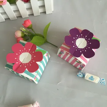 10pcs/veľa Svadobné Prospech Dekorácie, Cukrovinky Box Ružová Fialová Veľký 3D Kvet, Motýľ Cookies Box Narodeninovej Party Dekor Darčekovej krabičke