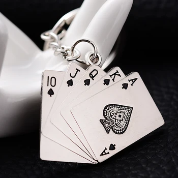 10PCS Vysoko Kvalitného Kovu Poker Styling kľúčenky Krúžky Držiteľ Osobnosti Kľúčov Key finder Tvorivé Šperky veľkoobchod J017
