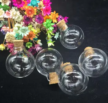10pieces kolo loptu 24*28 mm transparentné sklo fľaša s korkovou sklenenej fľaštičke prívesok sklo svete sklenenou kupolou korku fľaše diy dary