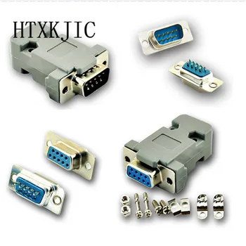 10Set RS232 sériový port konektor DB9 Samec zásuvky Pripojte konektor 9 Pin medi RS232 COM adaptéra so Plastové Prípade urob si sám