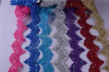 10yards 17colors Pearl Korálkové & Sequin Svadobné Čipkou Trim Hruška výbava čipky textílie