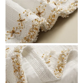 10Yards šírka 1,5 cm Korálkové Pearl White Gold Orezávanie Čipky Stuhou Výbava Pre domácich KUTILOV, oblečenie, Šitie Svadobných Remesiel Dekorácie C6-2