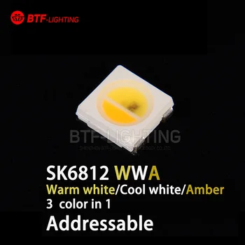 10~1000pcs SK6812 WWA(Biela+Teplá biela+ Žltá) 5050 SMD (podobné WS2812B) Individuálne Adresovateľné Digitálny LED Čip Pixelov DC 5V