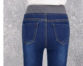 #1106 Plus veľkosť 26-40 Zimné džínsy Teplé Fleece džínsy ženy Chudá Hrubé Vysoká strede zúžený džínsy Úsek denim džínsy mujer Veľká veľkosť