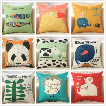 #1114 Nové kreslené dieťa crative ryby&panda zvierat bavlnená posteľná bielizeň potlačené obliečky na vankúše office gauč hot č náplň