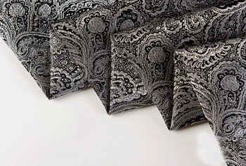 114x100cm Vysoko kvalitné Čierna Metalíza Žakárové Brocade, Textílie, 3D žakárové farbená priadza, tkaniny,odevy, posteľná bielizeň,taška,záves