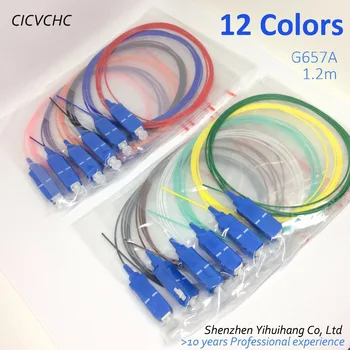 12 Farba SC/UPC-0.9 mm-PVC-SM(9/125)-1.2 m / Optického Vlákna Pigtail