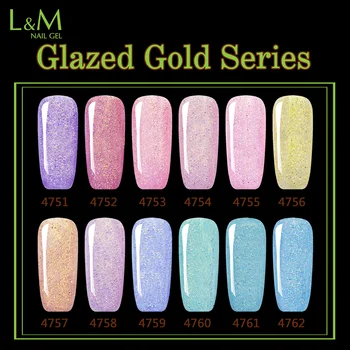 12 Ks ibdgel Presklené Gold Series 2017 Nový Produkt Shinning Svetlé UV & LED Nechty Farbu Gelpolish Lepidlo 15ml Lak Lak