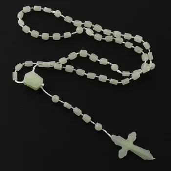 12 kusov 3*5mm Číre Plastové Rosaries Lumnious Plastové Ruženec square, av dochádzko Korálky Lacné Náhrdelník Katolicizmu, Modlitby, Náboženské Šperky